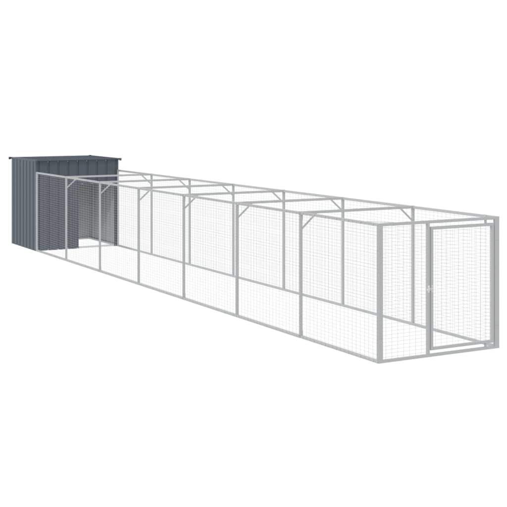 vidaXL Dog House with Run Outdoor Dog Kennel Cage Shelter Galvanized Steel
